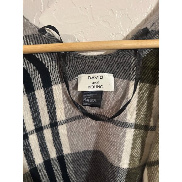 David & Young Plaid Belted Poncho Wrap Fall Sweater - Picture 8 of 11